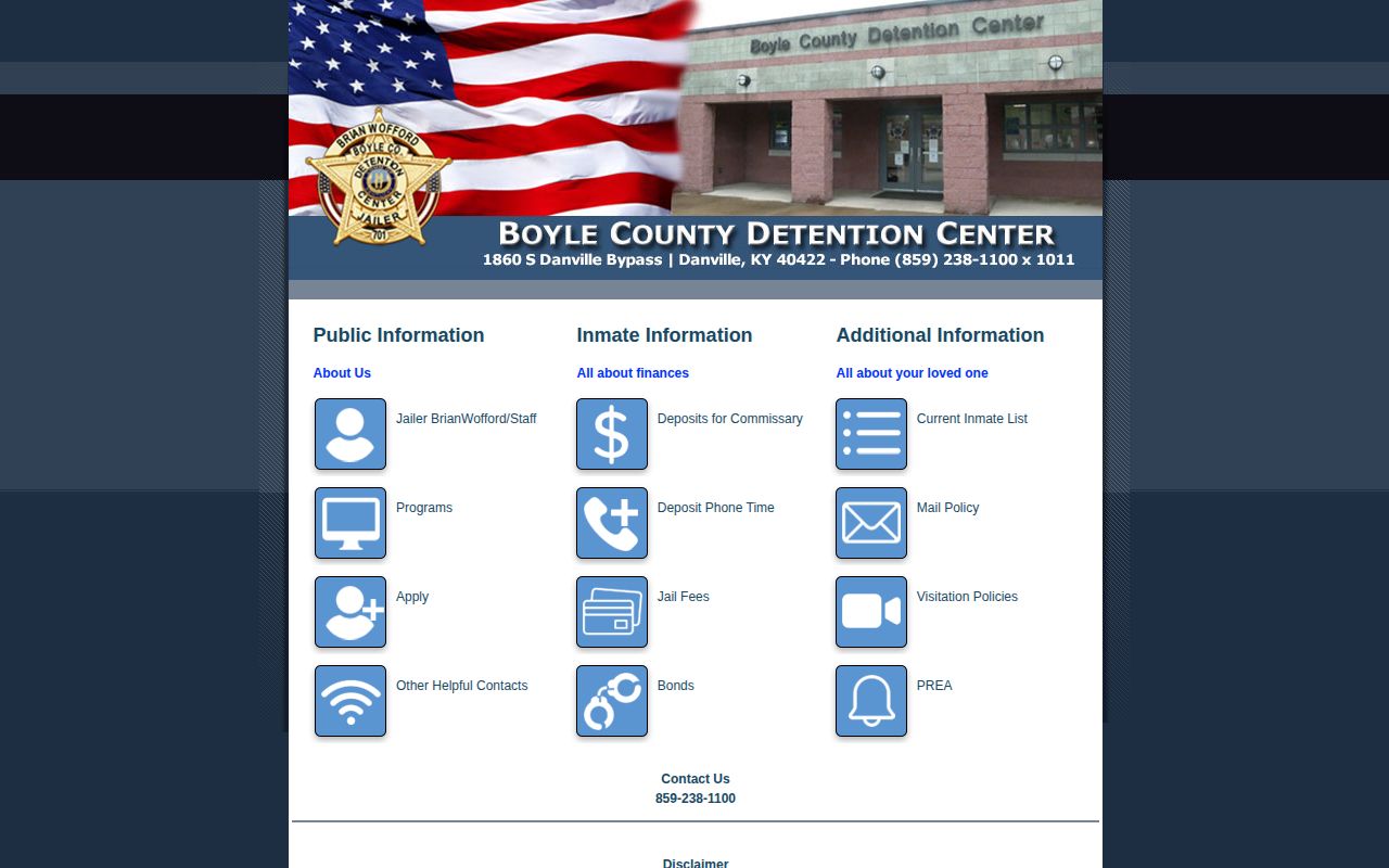 Boyle County Detention Center website and inmate links