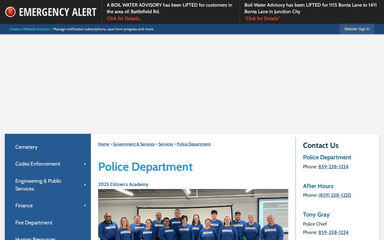 Official Danville Police Department webpage