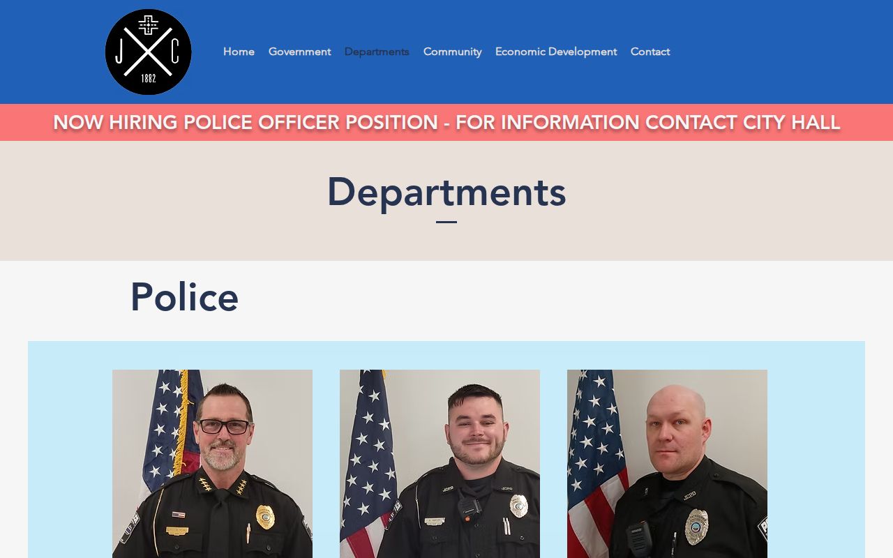Official Junction City departments page with police contact information
