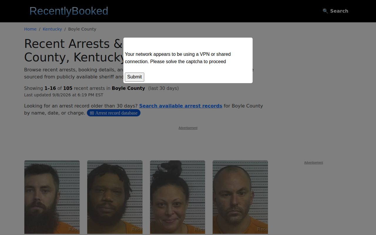 Unofficial RecentlyBooked Boyle County multi-day page
